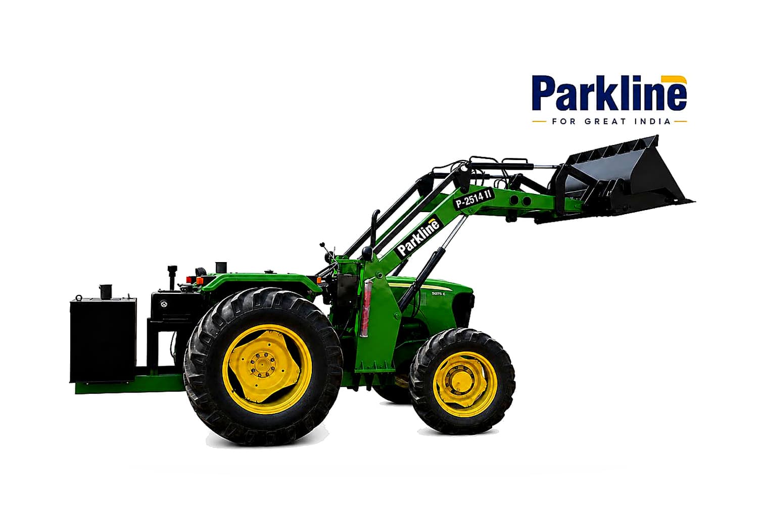 Tractor Mounted Front Loader by Parkline Rigs India for high-dump material handling