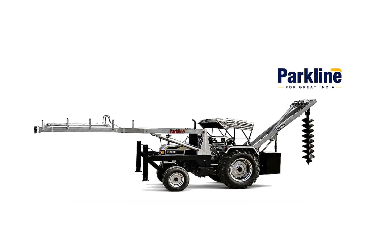Tractor Mounted Hydraulic Post Hole Digger with Machine by Parkline Rigs India